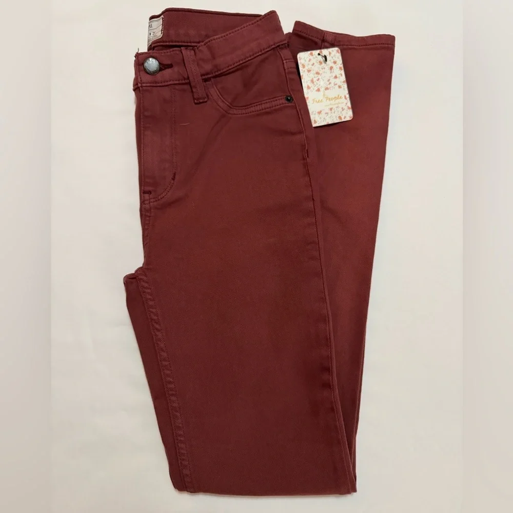 Free People Women's Skinny Jeans in Color Red Mocha Size 25 - Picture 2 of 5